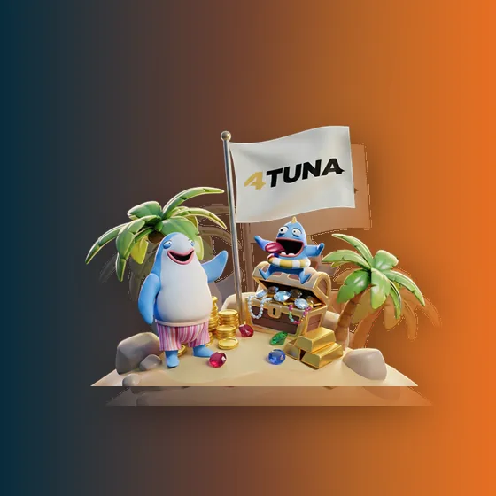 Decorative 4Tuna A bright 4tuna Club progression theme built around levels, wheels and clearly separated account features. character artwork